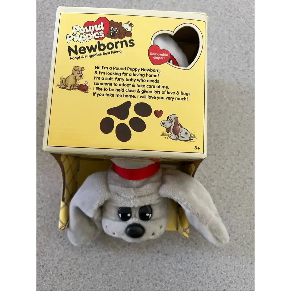 Pound Puppies Newborns New in Box Hasbro 2018 80s Vintage Gray Dog Floppy Ears